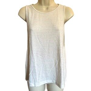 Tresics Junior's Muscle Tank Top Linen Blend Size M Cream Striped